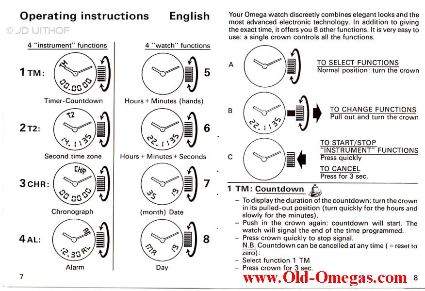 An English Omega Owners Manual for the 1665 Seamaster Multifunction