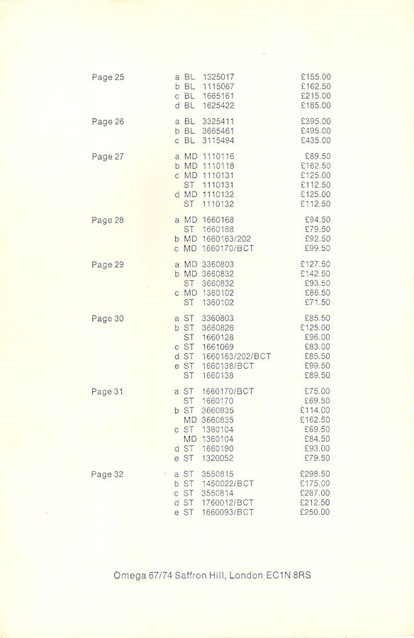 A UK Omega Catalogue From 1974 A UK Omega Catalogue From 1974