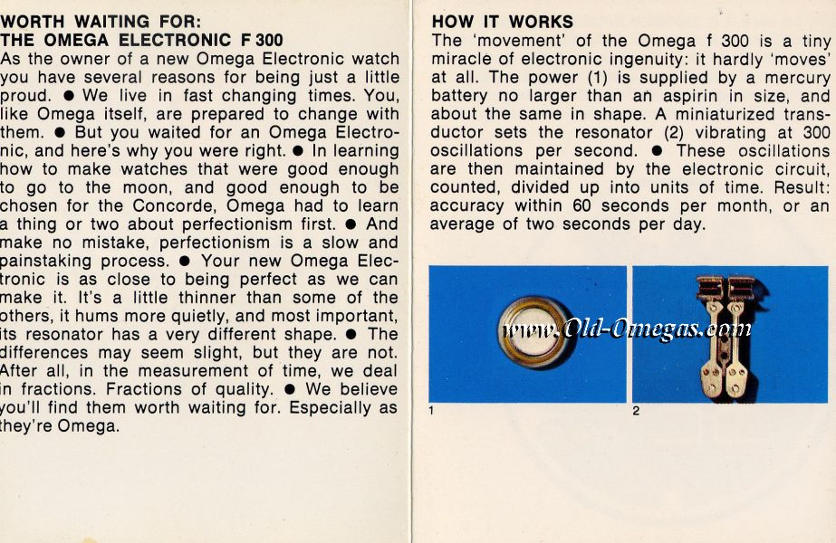An English Omega Owners Manual for an f300 movement
